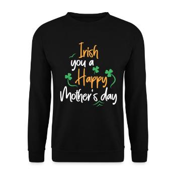 Irish You A Happy Mother's Day Green Clover - Unisex Sweatshirt - black - Front - Alina (178cm) & Michal (187cm)