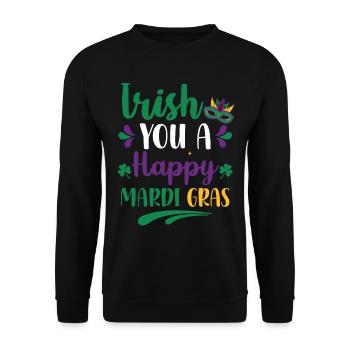 Irish You A Happy Mardi Gras Green Clover - Unisex Sweatshirt - black - Front - Alina (178cm) & Michal (187cm)