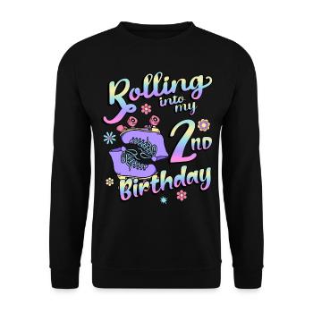 Rolling Into My 2nd Birthday Quad Skater - Unisex Pullover - Schwarz - Vorne - Alina (178cm) & Michal (187cm)