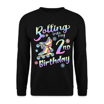 Rolling Into My 2nd Birthday Roller Skater Inline - Unisex Sweatshirt - black - Front - Alina (178cm) & Michal (187cm)