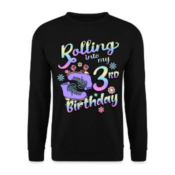 Rolling Into My 3rd Birthday Quad Skater - Unisex Pullover - Schwarz - Vorne - Alina (178cm) & Michal (187cm)