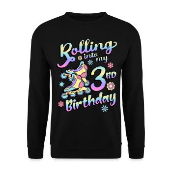 Roulant dans mon 3ème anniversaire roller skater inline - Sweat-shirt Unisexe - noir - Devant - Alina (178cm) & Michal (187cm)