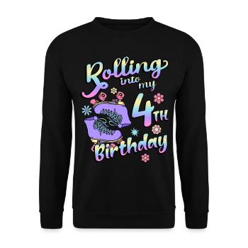 Rolling Into My 4th Birthday Quad Skater - Unisex Pullover - Schwarz - Vorne - Alina (178cm) & Michal (187cm)
