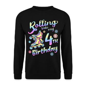 Rolling Into My 4th Birthday Roller Skater Inline - Unisex Sweatshirt - black - Front - Alina (178cm) & Michal (187cm)