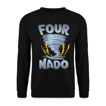Four-nado warning 4th birthday | Tornado - Unisex Sweatshirt - black - Front - Alina (178cm) & Michal (187cm)