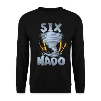Six-nado Warning 5th birthday | Tornado - Unisex Sweatshirt - black - Front - Alina (178cm) & Michal (187cm)