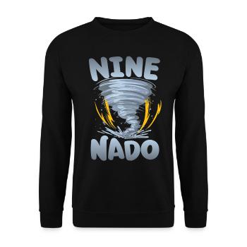 Nine-nado Warning 9th birthday | Tornado - Unisex Sweatshirt - black - Front - Alina (178cm) & Michal (187cm)
