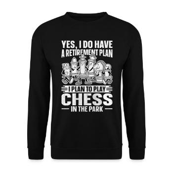 Retirement Plan Play Chess In The Park Schach - Unisex Sweatshirt - black - Front - Alina (178cm) & Michal (187cm)