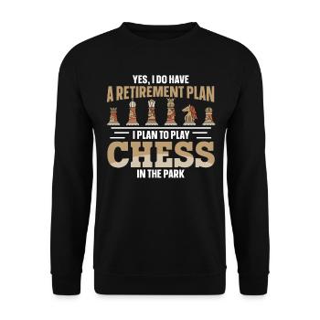 Retirement Plan Play Chess In The Park Schach - Unisex Sweatshirt - black - Front - Alina (178cm) & Michal (187cm)