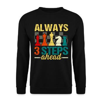 Always 3 Steps Ahead funny chess - Unisex Sweatshirt - black - Front - Alina (178cm) & Michal (187cm)