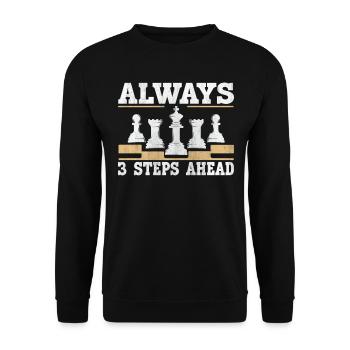 Always 3 Steps Ahead funny chess - Unisex Sweatshirt - black - Front - Alina (178cm) & Michal (187cm)