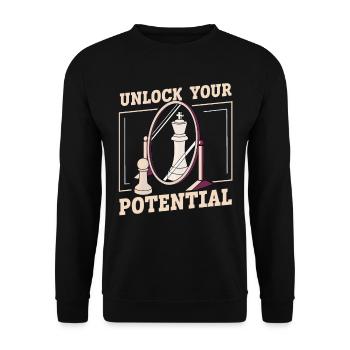 Unlock Your Potential lustiges Schach - Unisex Pullover - Schwarz - Vorne - Alina (178cm) & Michal (187cm)