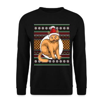 Moche pull de Noël Tshirt chat de Noël - Sweat-shirt Unisexe - noir - Devant - Alina (178cm) & Michal (187cm)