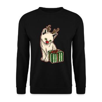 Moche pull de Noël Tshirt chat de Noël - Sweat-shirt Unisexe - noir - Devant - Alina (178cm) & Michal (187cm)
