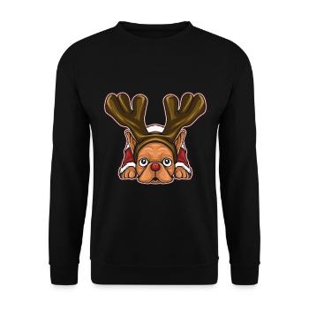 Ugly Christmas Sweater Tshirt Weihnachten Mops - Unisex Pullover - Schwarz - Vorne - Alina (178cm) & Michal (187cm)