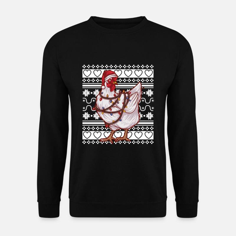 Pull de Noël moche Tshirt Poulet de Noël - Sweat-shirt Unisexe - noir
