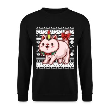 Moche pull de Noël Tshirt chat de Noël - Sweat-shirt Unisexe - noir - Devant - Alina (178cm) & Michal (187cm)