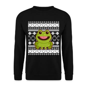 Ugly Christmas Sweater Tshirt Christmas Frog - Unisex Sweatshirt - black - Front - Alina (178cm) & Michal (187cm)