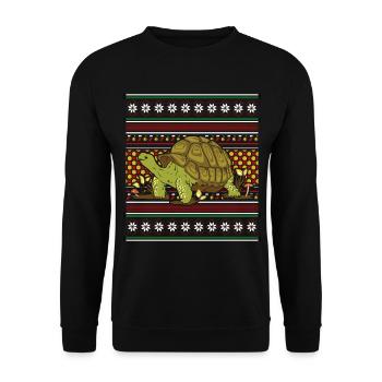 Ugly Christmas Sweater Christmas Turtle - Unisex Sweatshirt - black - Front - Alina (178cm) & Michal (187cm)