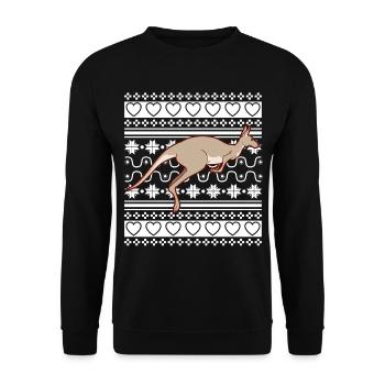 Ugly Christmas Sweater Tshirt Christmas Kangaroo - Unisex Sweatshirt - black - Front - Alina (178cm) & Michal (187cm)