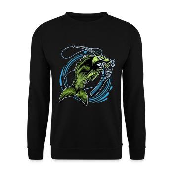 Angling - Unisex Sweatshirt - black - Front - Alina (178cm) & Michal (187cm)
