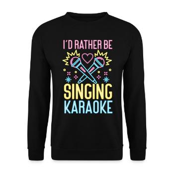 Karaoké Chanteur Années 80 Rétro I’d - Sweat-shirt Unisexe - noir - Devant - Alina (178cm) & Michal (187cm)