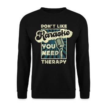 Karaoke Singer 80s Retro Vintage - Unisex Pullover - Schwarz - Vorne - Alina (178cm) & Michal (187cm)