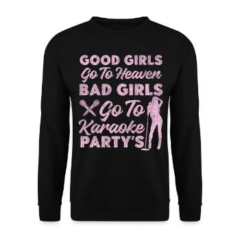 Karaoke Singer Vintage Good Girls - Unisex Pullover - Schwarz - Vorne - Alina (178cm) & Michal (187cm)