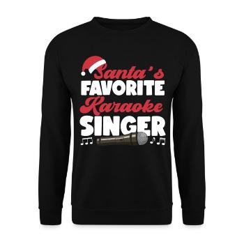 Chanteur de karaoké Noël Père Noël - Sweat-shirt Unisexe - noir - Devant - Alina (178cm) & Michal (187cm)
