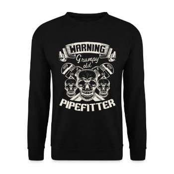 Warning: Grumpy Old Pipefitter Profession Plumber - Unisex Sweatshirt - black - Front - Alina (178cm) & Michal (187cm)