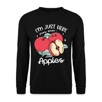 Ich Bin Nur Hier Für Den Apfelfrucht-apfelfresser - Unisex Pullover - Schwarz - Vorne - Alina (178cm) & Michal (187cm)