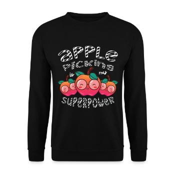 Apple picking is my superpower fruit apple eater - Unisex Sweatshirt - black - Front - Alina (178cm) & Michal (187cm)