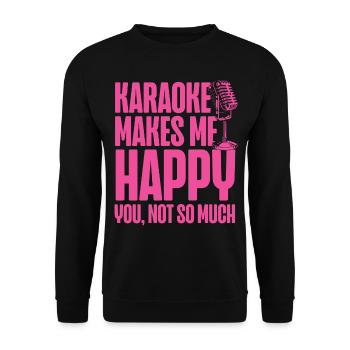 Karaoke Singer 80s Retro Karaoke - Unisex Pullover - Schwarz - Vorne - Alina (178cm) & Michal (187cm)