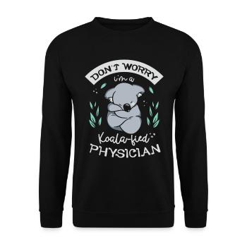 Keine Sorge, Ich Bin Ein Koala-fied Arzt - Unisex Pullover - Schwarz - Vorne - Alina (178cm) & Michal (187cm)