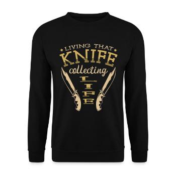 Vivre ce couteau collectionneur de couteaux de vie - Sweat-shirt Unisexe - noir - Devant - Alina (178cm) & Michal (187cm)