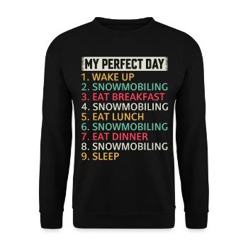 Snowmobile My Perfect Day - Snowmobiling Day Plan - Unisex Pullover - Schwarz - Vorne - Alina (178cm) & Michal (187cm)