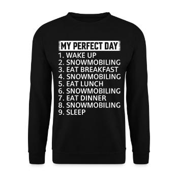 My Perfect Day - Snowmobiling Day Plan Snowmobile - Unisex Pullover - Schwarz - Vorne - Alina (178cm) & Michal (187cm)
