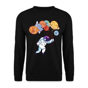 Aerospace Solar System Planets Funny Astronaut - Unisex Sweatshirt - black - Front - Alina (178cm) & Michal (187cm)