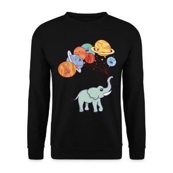 Aerospace Solar System Planets Funny Space Elephan - Unisex Sweatshirt - black - Front - Alina (178cm) & Michal (187cm)