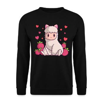 Lama fraise mignon Pas de lama Prob-lama Alpaga Lamas - Sweat-shirt Unisexe - noir - Devant - Alina (178cm) & Michal (187cm)