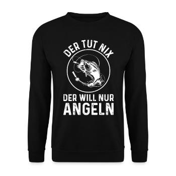 Der tut nix,der will nur Angeln - Unisex Pullover - Schwarz - Vorne - Alina (178cm) & Michal (187cm)