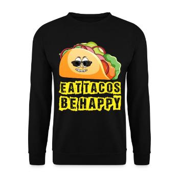 Eat Tacos be Happy - Unisex Pullover - Schwarz - Vorne - Alina (178cm) & Michal (187cm)