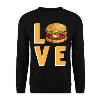 Love Burger - Unisex Pullover - Schwarz - Vorne - Alina (178cm) & Michal (187cm)