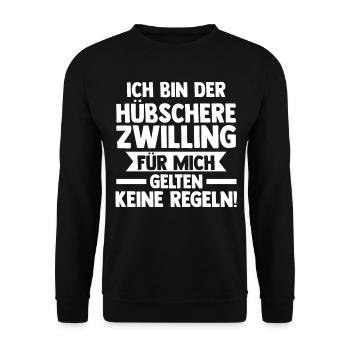 Zwillingsgeschwister Hübscher Zwilling Zwillinge - Unisex Pullover - Schwarz - Vorne - Alina (178cm) & Michal (187cm)