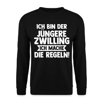 Zwillingsgeschwister Jüngere Zwilling Zwillinge - Unisex Pullover - Schwarz - Vorne - Alina (178cm) & Michal (187cm)