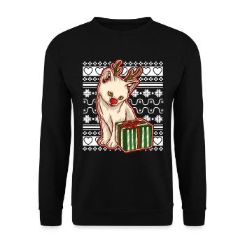 Moche pull de Noël Tshirt chat de Noël - Sweat-shirt Unisexe - noir - Devant - Alina (178cm) & Michal (187cm)