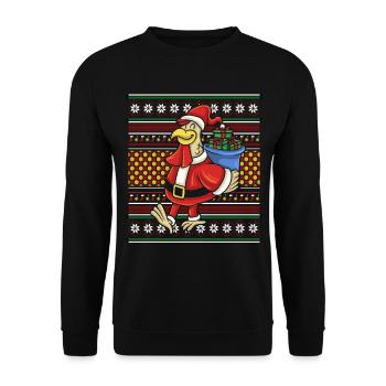 Pull de Noël moche Tshirt Canard de Noël - Sweat-shirt Unisexe - noir - Devant - Alina (178cm) & Michal (187cm)