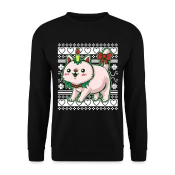 Moche pull de Noël Tshirt chat de Noël - Sweat-shirt Unisexe - noir - Devant - Alina (178cm) & Michal (187cm)