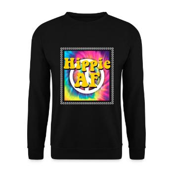 Hippie Geschenk Acidhead Flowerpower Hippi Hippy - Unisex Pullover - Schwarz - Vorne - Alina (178cm) & Michal (187cm)