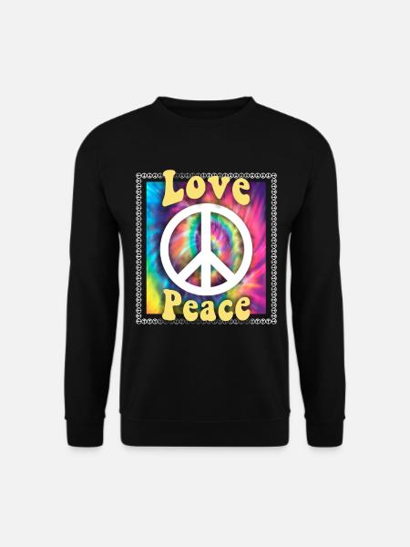 Hippie Tshirt Peace Bewegung Woodstock Boho Groove - Unisex Pullover - Schwarz